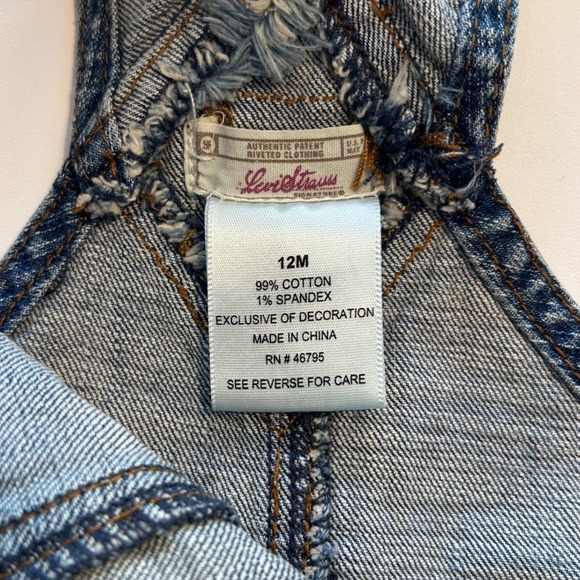 Levi Strauss Denim Floral Embroidered Shortalls Overalls 12 Months - Picture 6 of 10